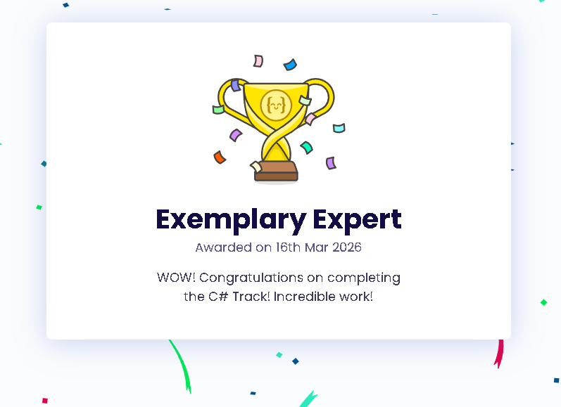 C# Expertise Achieved.