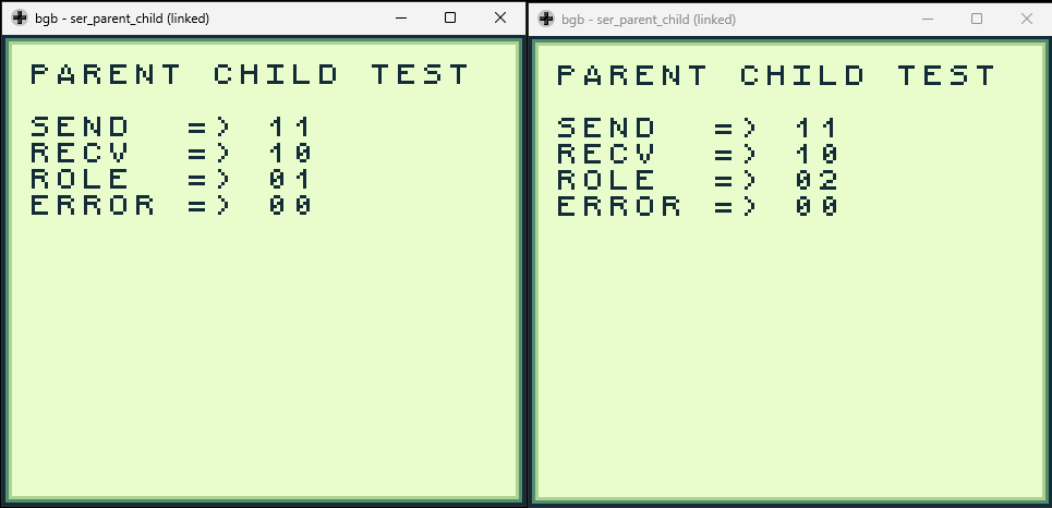 Gameboy data transfer parent/child